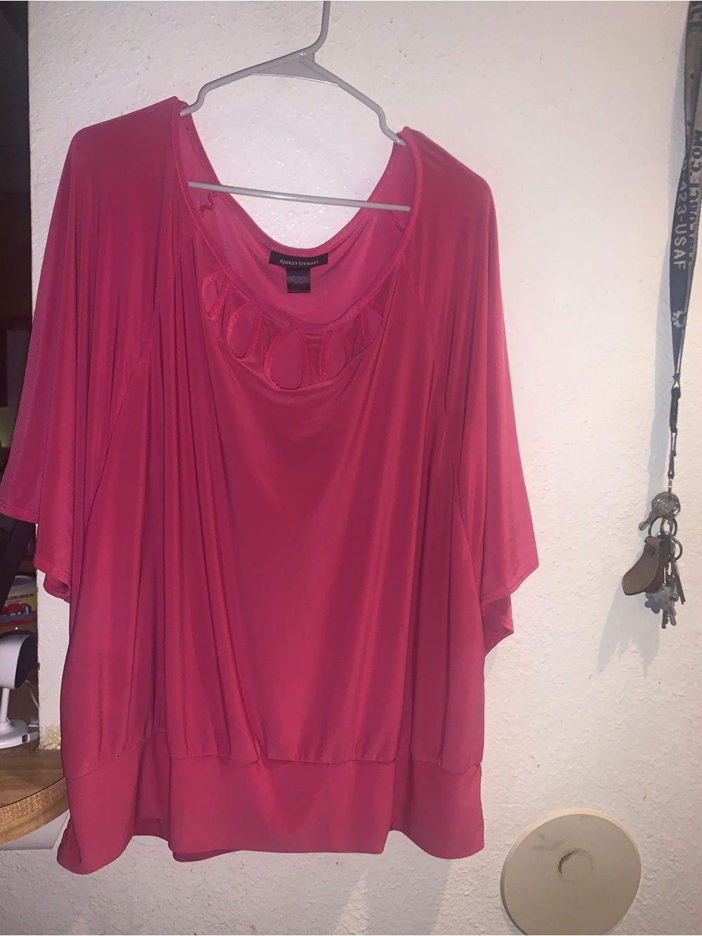 Ashley Stewart Fuchsia Jewel-Cut Tunic
